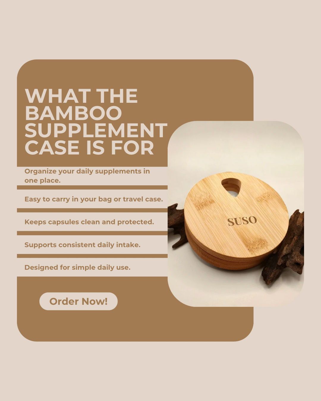 Bamboo supplement case